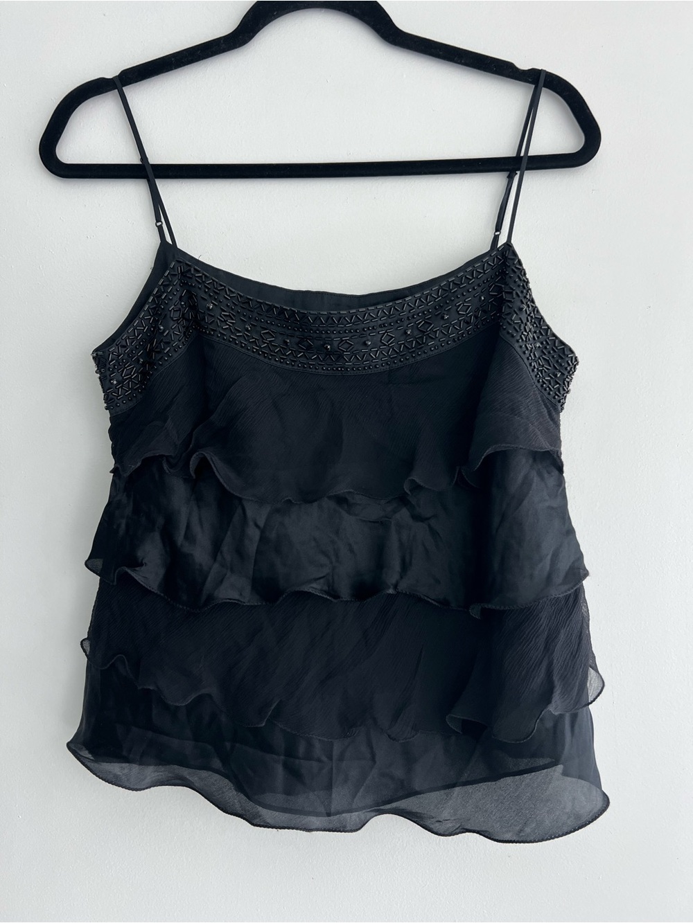 The Limited Y2K Black Beaded Tiered Cami Top